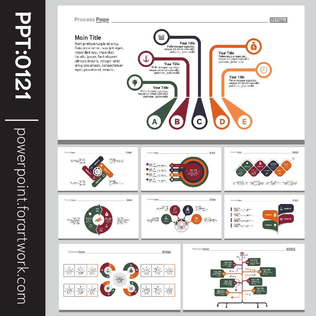 เทมเพลต PowerPoint อินโฟกราฟิก สไลด์กราฟและข้อมูลสำหรับการนำเสนอมืออาชีพ (0121)