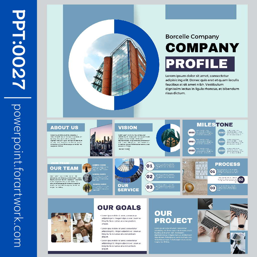 เทมเพลต PowerPoint Business Presentation องค์กรธุรกิจ บริษัท สีฟ้า สวยๆ (0027)
