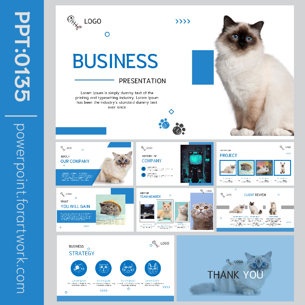 เทมเพลต PowerPoint Presentation บริษัท สีน้ำเงิน Company Profile สีสันสดใส (0135)