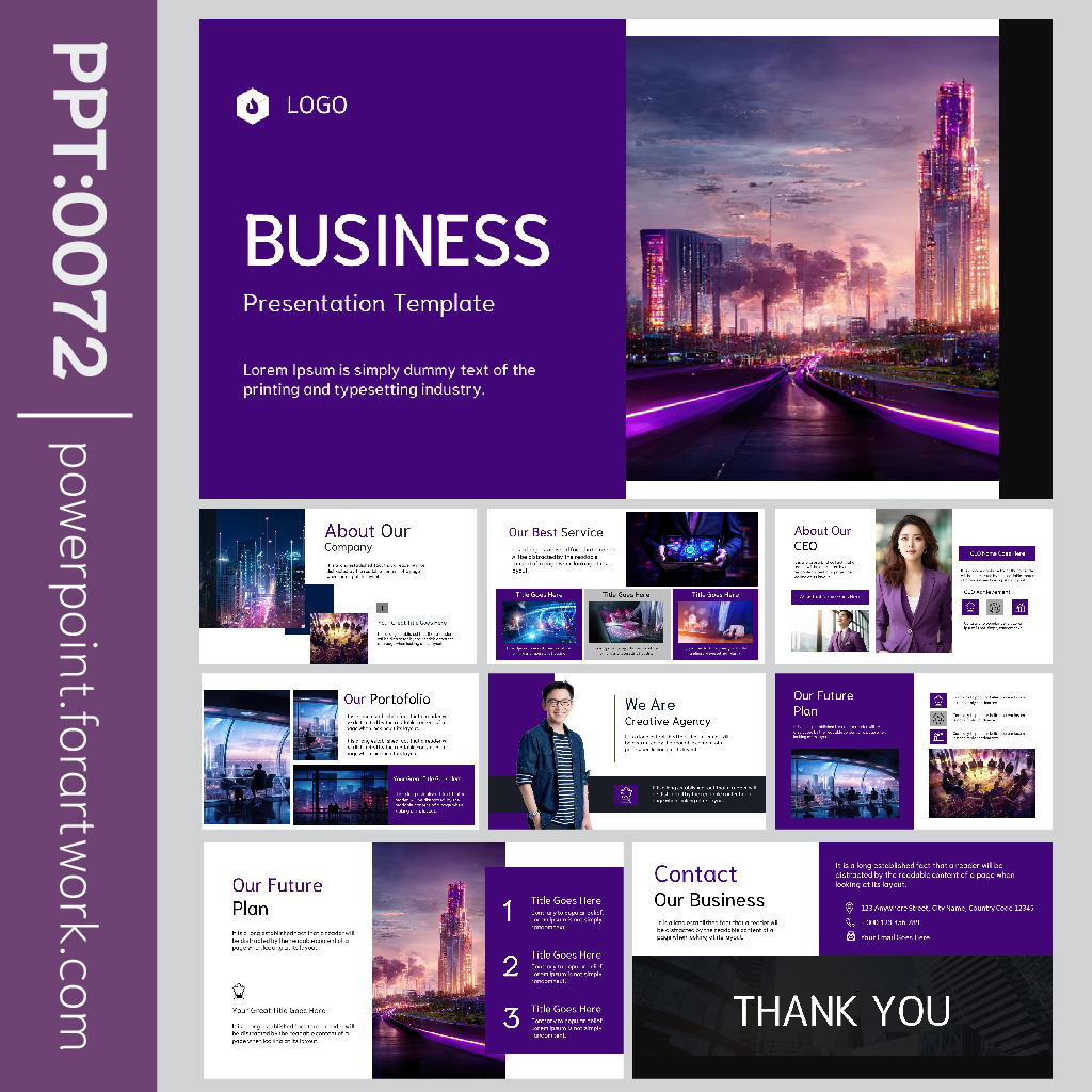 เทมเพลต PowerPoint Presentation บริษัทและนำเสนอเทคโนโลยี สีม่วงสวยๆ (0072)