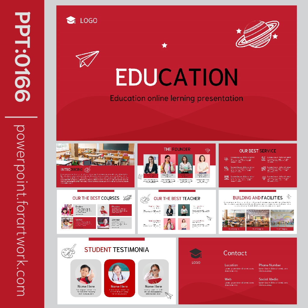 เทมเพลต PowerPoint การเรียนการสอน Tuter พื้นหลังชมพูเข้ม สไตล์มินิมอล (0166)