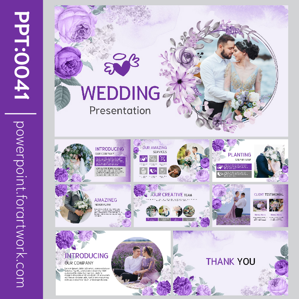 เทมเพลต PowerPoint พรีเซนเทชั่นงานแต่ง(wedding) สีม่วงมินิมอล (0041)