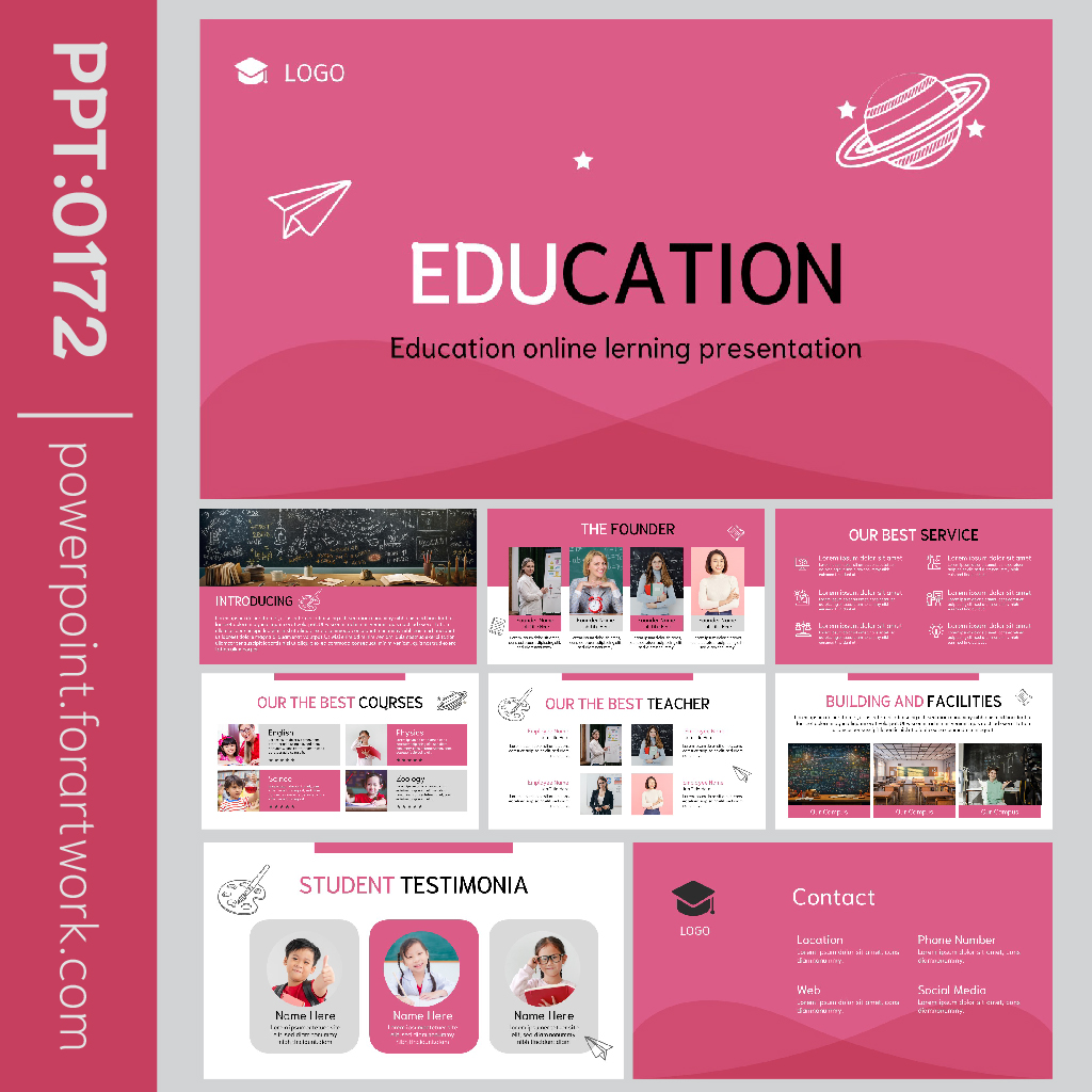 เทมเพลต PowerPoint วิชาการ Presentation สีชมพูสวยๆ สไตล์มินิมอล (0172)