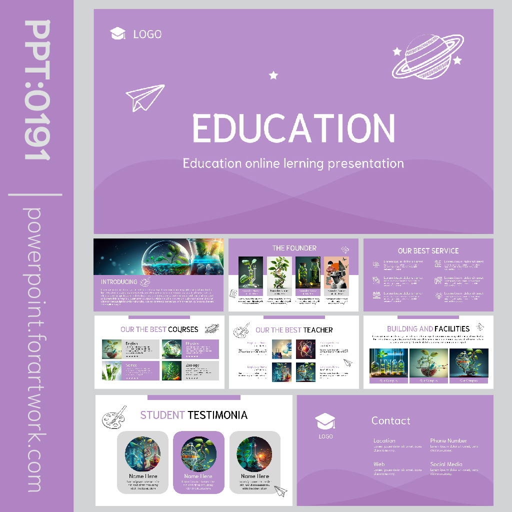 เทมเพลต PowerPoint วิทยาศาสตร์ สีม่วง Pastel สไตล์มินิมอลเรียบหรู (0191)