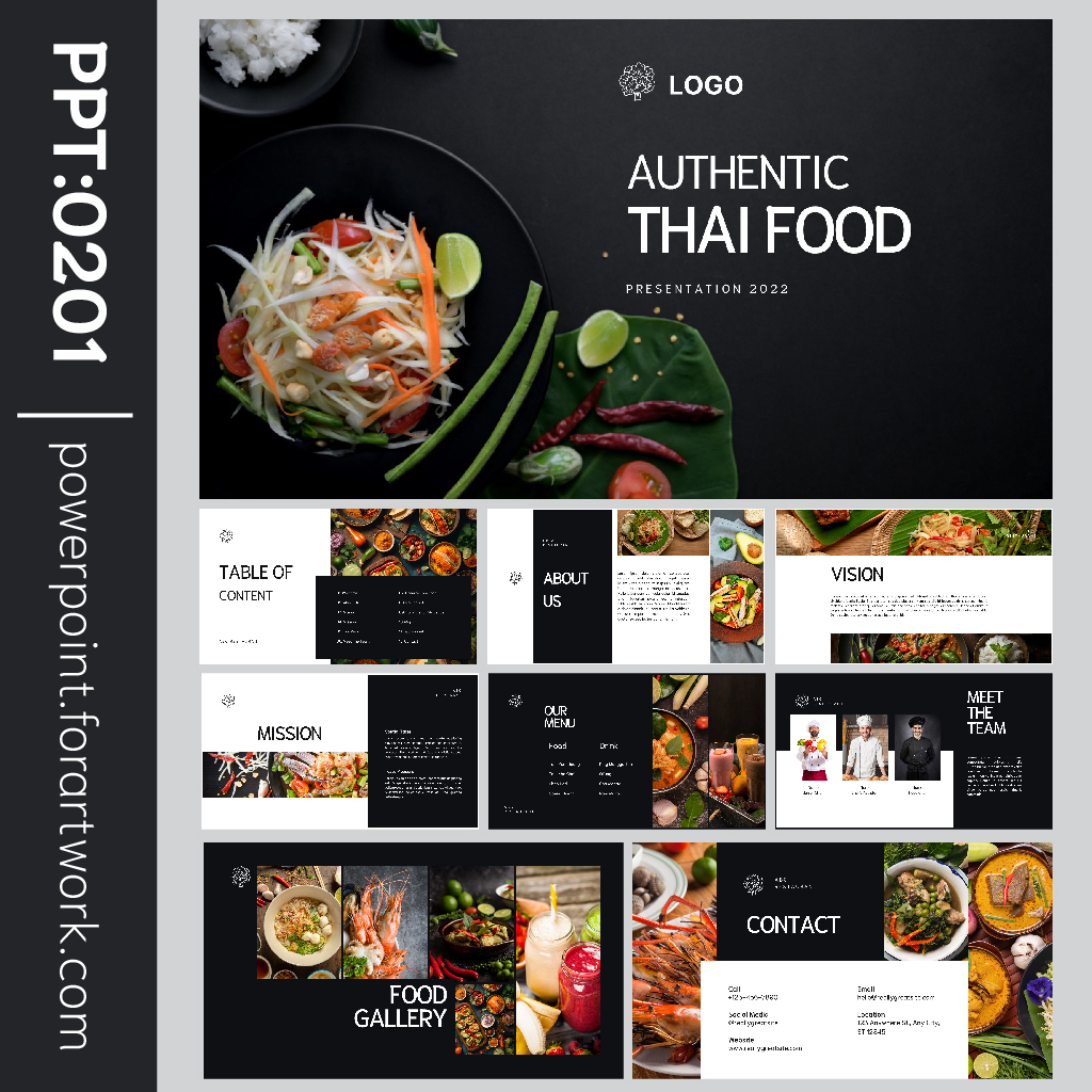 ร้านอาหารและธุรกิจอาหาร สำหรับการนำเสนอเมนูและแผนธุรกิจ