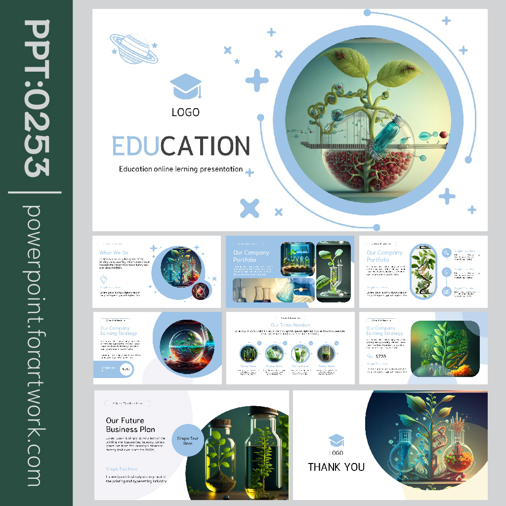 เทมเพลต PowerPoint ชีววิทยา(Biology) ธีมสีฟ้า - ขาว สวยๆสไตล์มินิมอล (0253)