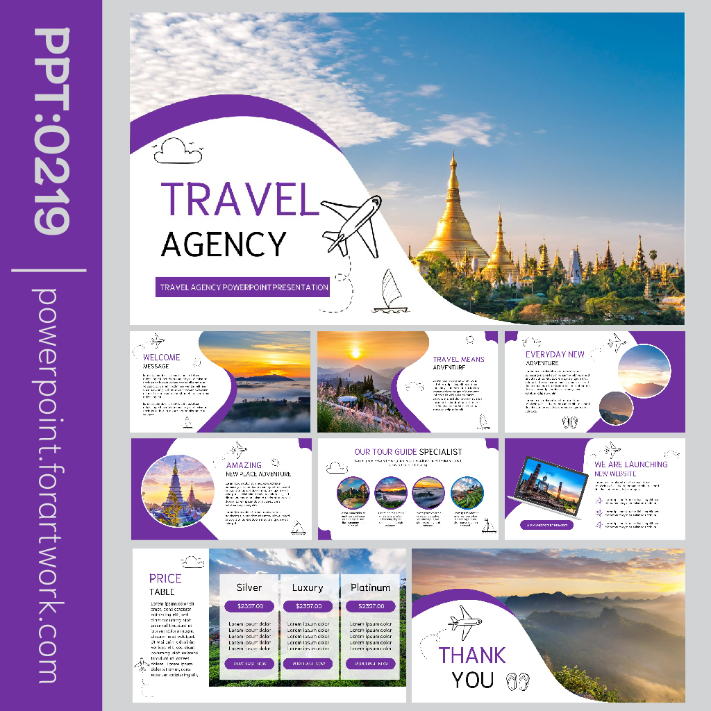 เทมเพลต PowerPoint ท่องเที่ยวเมืองไทย สีม่วง - ขาว Pastel เรียบหรูมินิมอล (0219)