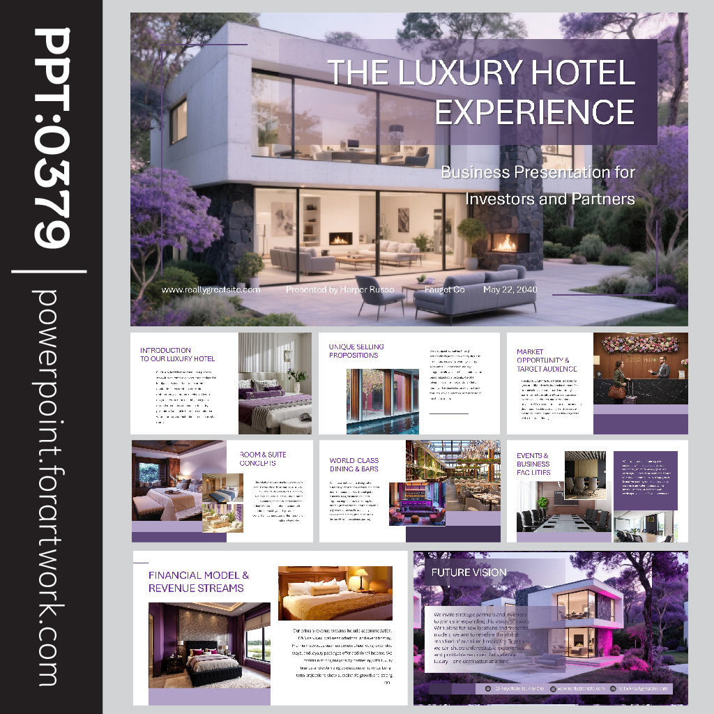 💜✨ หรูหรา ดึงดูดสายตา ธีม PowerPoint โรงแรม สีม่วง และ Powerpoint Travel Template สุดพรีเมียม-0379