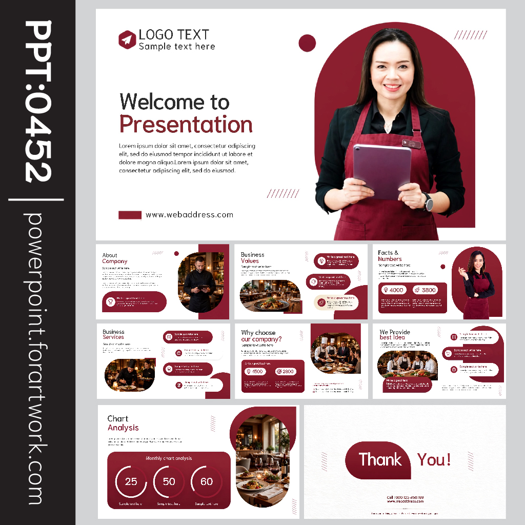 เทมเพลตธุรกิจ และ Business Presentation สไตล์โมเดิร์น สำหรับองค์กร ร้านอาหาร และคาเฟ่