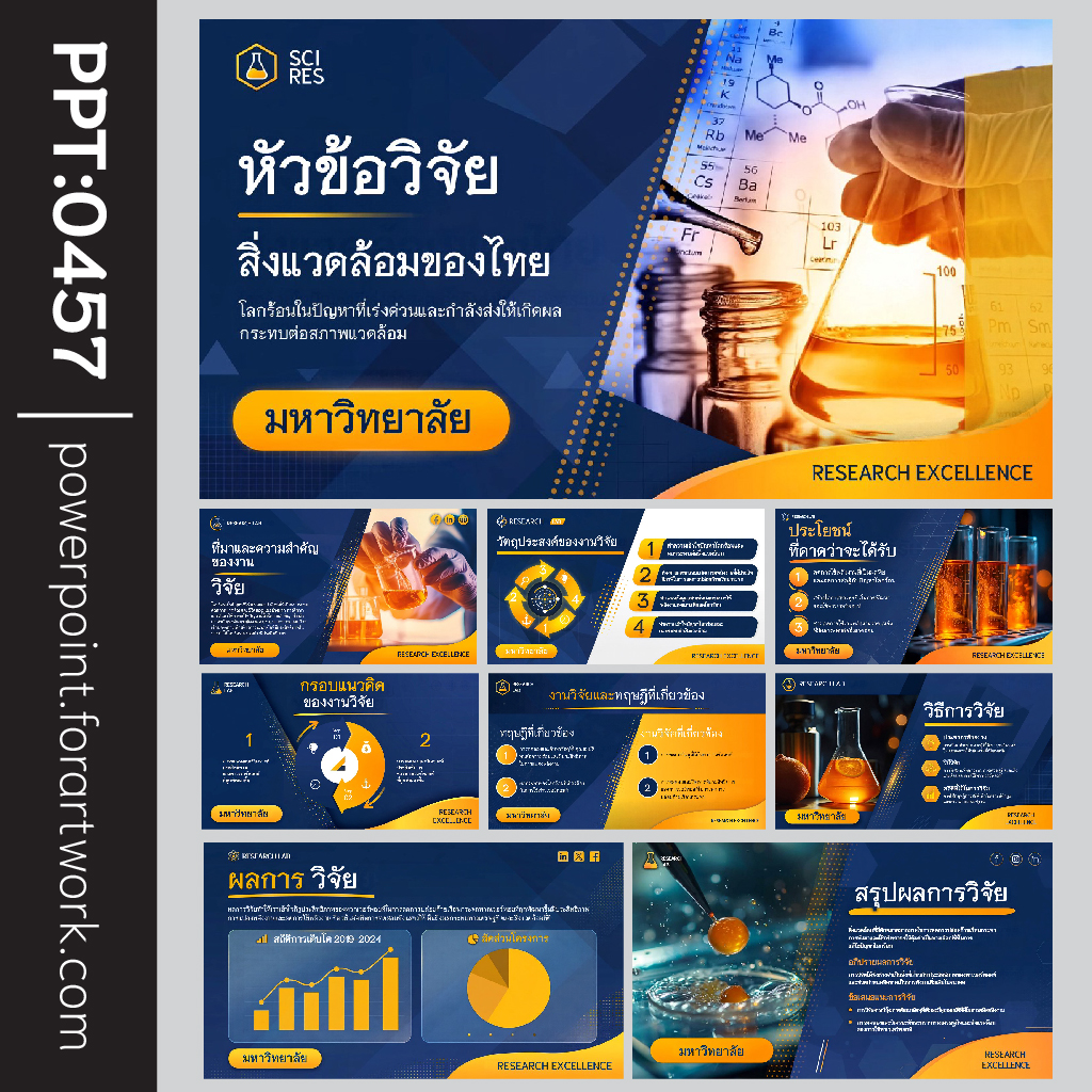Template PowerPoint นำเสนองานวิจัย สไตล์วิชาการ สำหรับวิทยานิพนธ์และงานประชุมวิชาการ