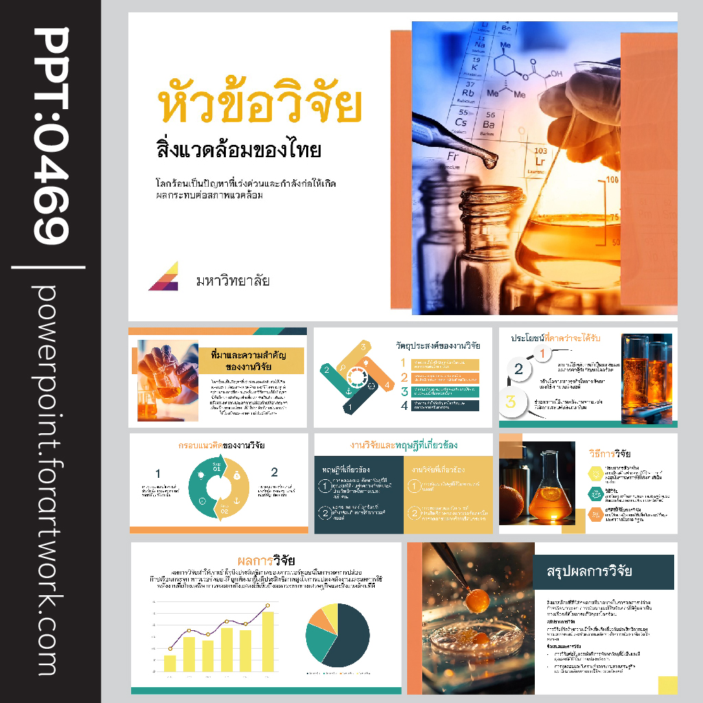 เทมเพลต PowerPoint นำเสนองานวิจัย และ Template สอบป้องกันวิทยานิพนธ์ สไตล์มืออาชีพ