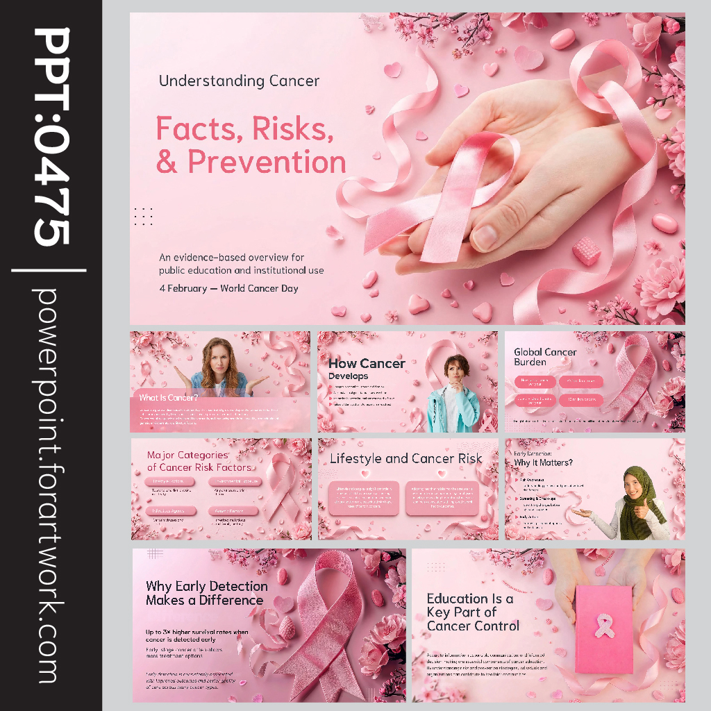 เทมเพลต PowerPoint มะเร็งเต้านม และ Template สุขภาพสตรี โรงพยาบาล สไตล์มืออาชีพ