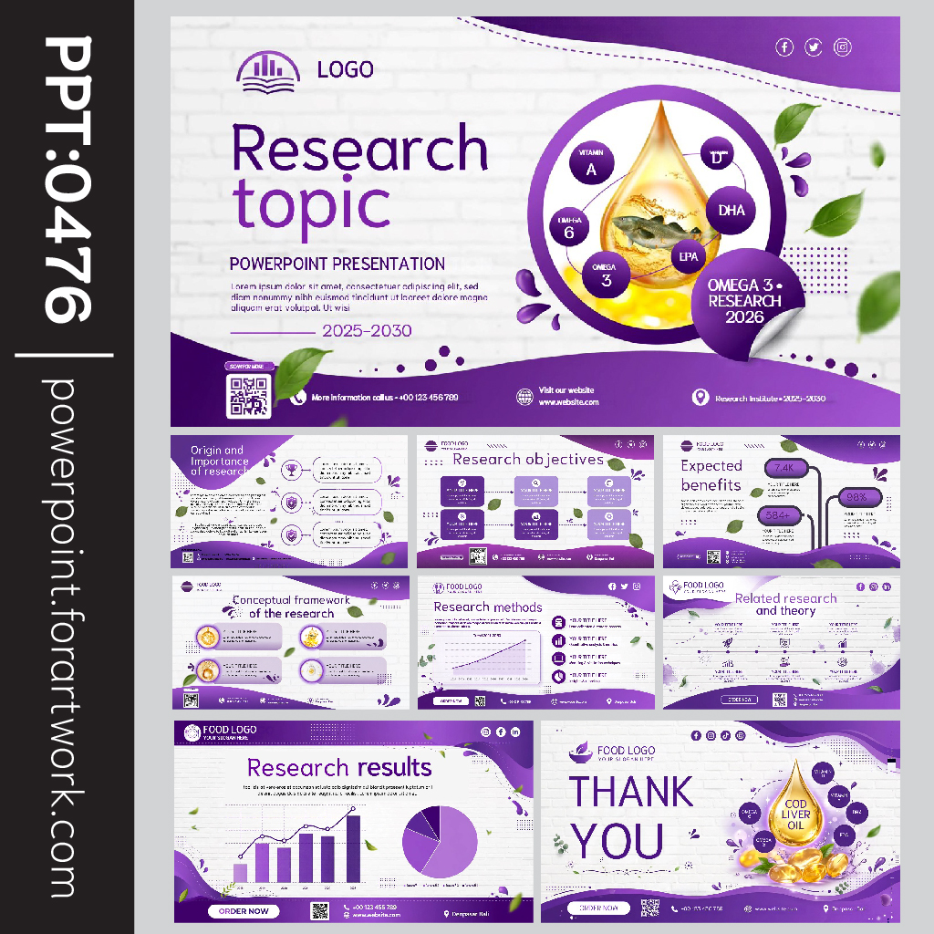 เทมเพลต PowerPoint วิทยานิพนธ์ และ Template สอบป้องกันวิทยานิพนธ์ สไตล์วิชาการมืออาชีพ
